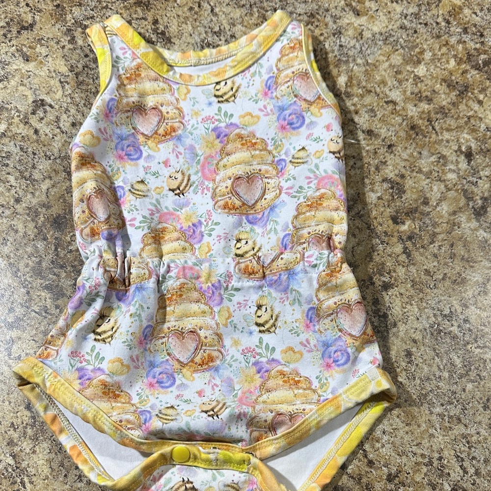 Floral Bee Print Kids One Piece